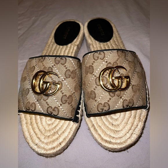 Gucci GG MATELASSÉ CANVAS ESPADRILLE SANDAL - Picture 5 of 8